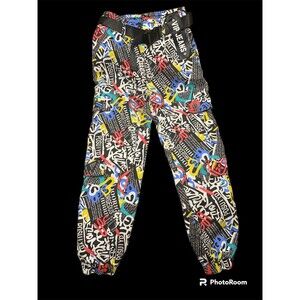 VIP Jogger Style Jeans Colorful Graffiti Markings Blk Background Street Vibe